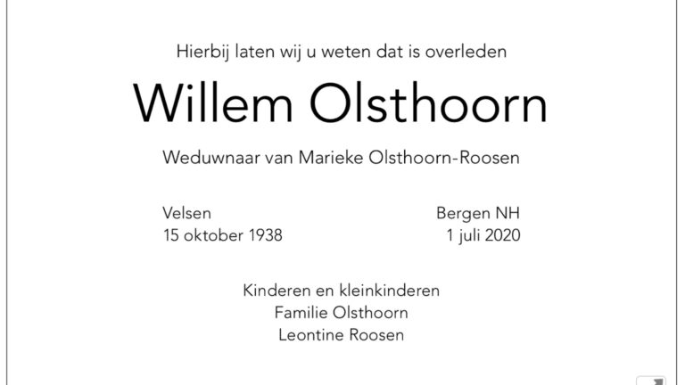 Willem Olsthoorn (81), mede-oprichter Oilily, in Bergen overleden